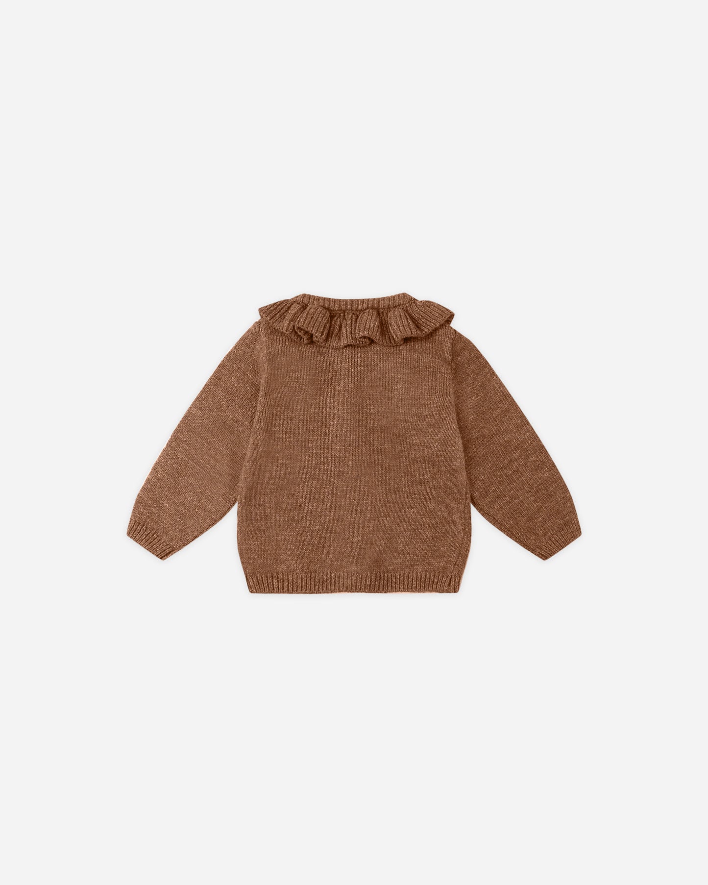 RUFFLE COLLAR CARDIGAN - HEATHERED CEDAR [QUINCY MAE] (25AW) Drop1
