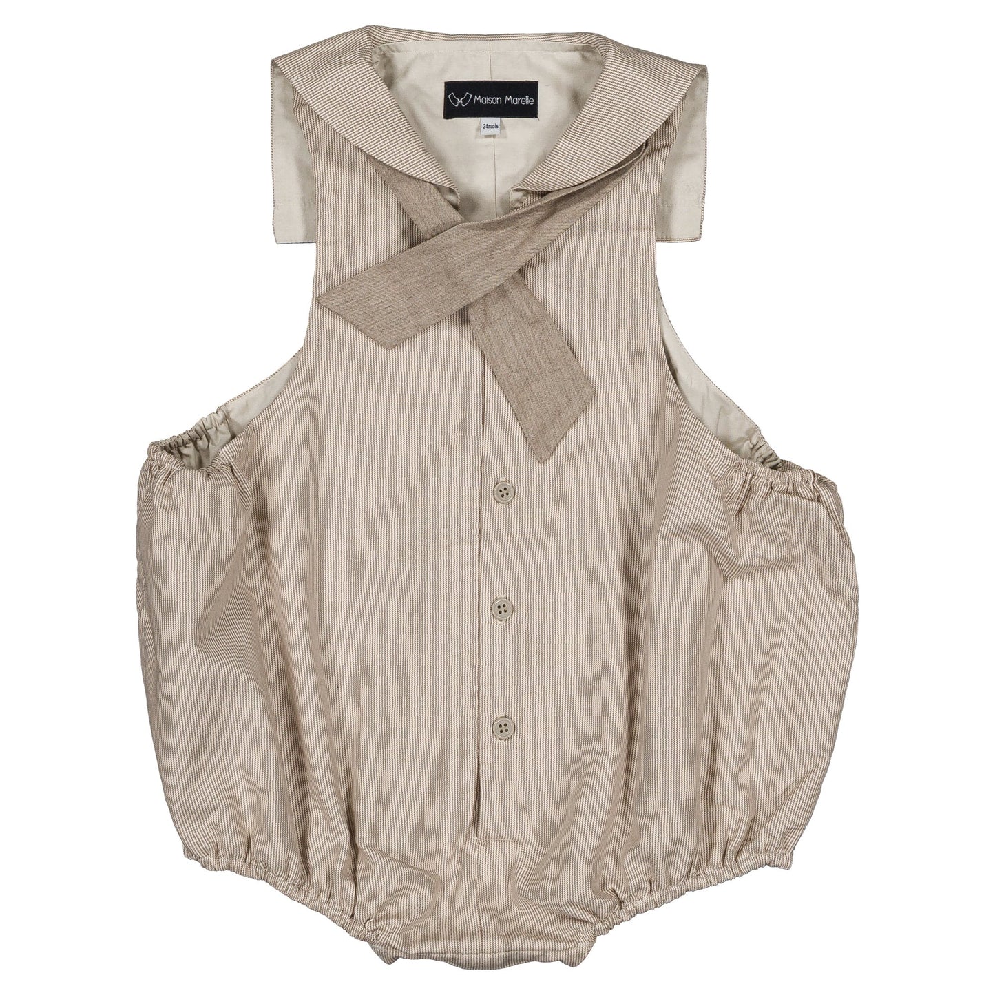 Romper VIGNY - beige fine stripes [Maison Marelle](25SS DROP2)