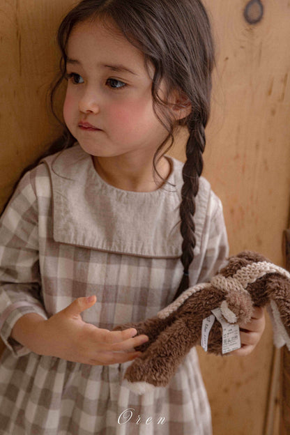 【予約商品】bebe-bonbon check one-piece [Oren] (26SS)【2026年3月中旬以降順次発送】