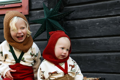 Retro Ribbed Footless Tights - Maple Leaf×Dark Forest Green [SILLY Silas × organic zoo]