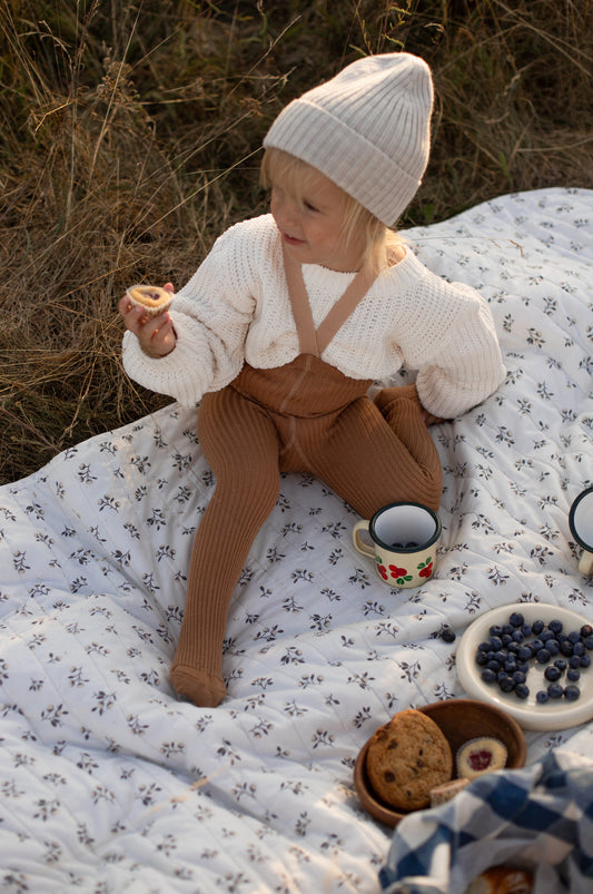 Retro Wooly Merino Footed Tights With Braces - Cappuccino [SILLY Silas](26AW)