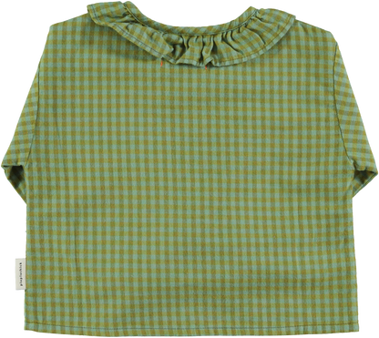 Frill Collar Blouse - Green checkered [piupiuchick] (25AW)