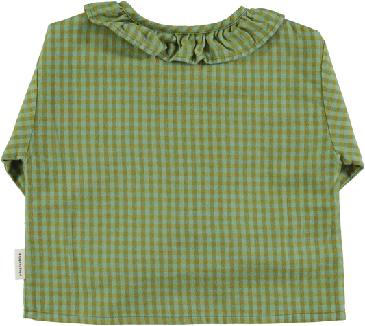 Frill Collar Blouse - Green checkered [piupiuchick] (25AW)