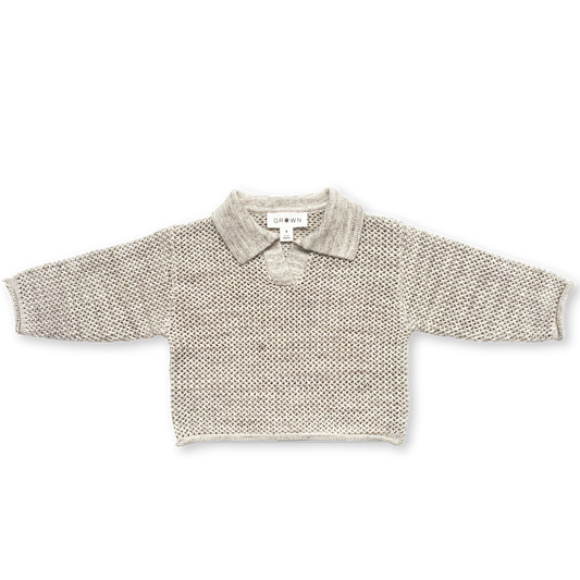[GROWN] Open-Knit Collar Pull Over / Wheat
