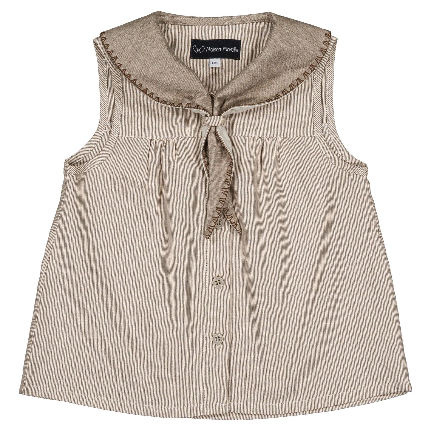 Blouse TRUDAINE- beige fine stripes [Maison Marelle](25SS DROP2)