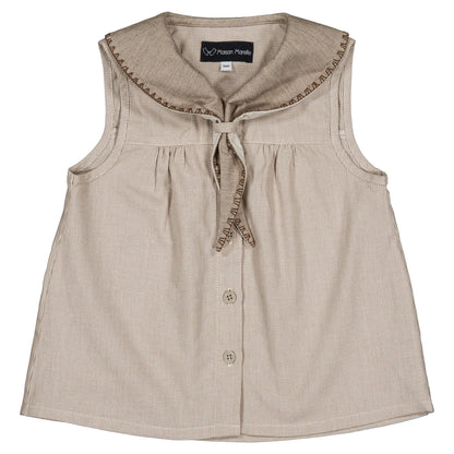 Blouse TRUDAINE- beige fine stripes [Maison Marelle](25SS DROP2)