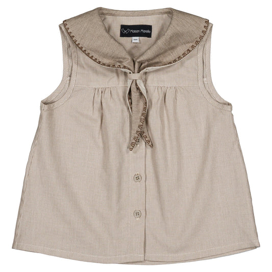 【オーダー会】 Blouse TRUDAINE- beige fine stripes [Maison Marelle](25SS DROP2)