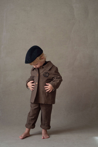 chino trousers (Mod.37.2) Brown micro-herringbone [Popelin](25AW)