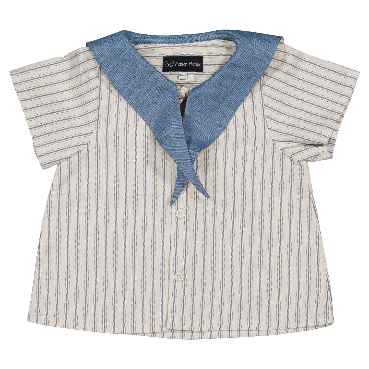 Shirt MONGE- blue large stripes [Maison Marelle](25SS DROP2)