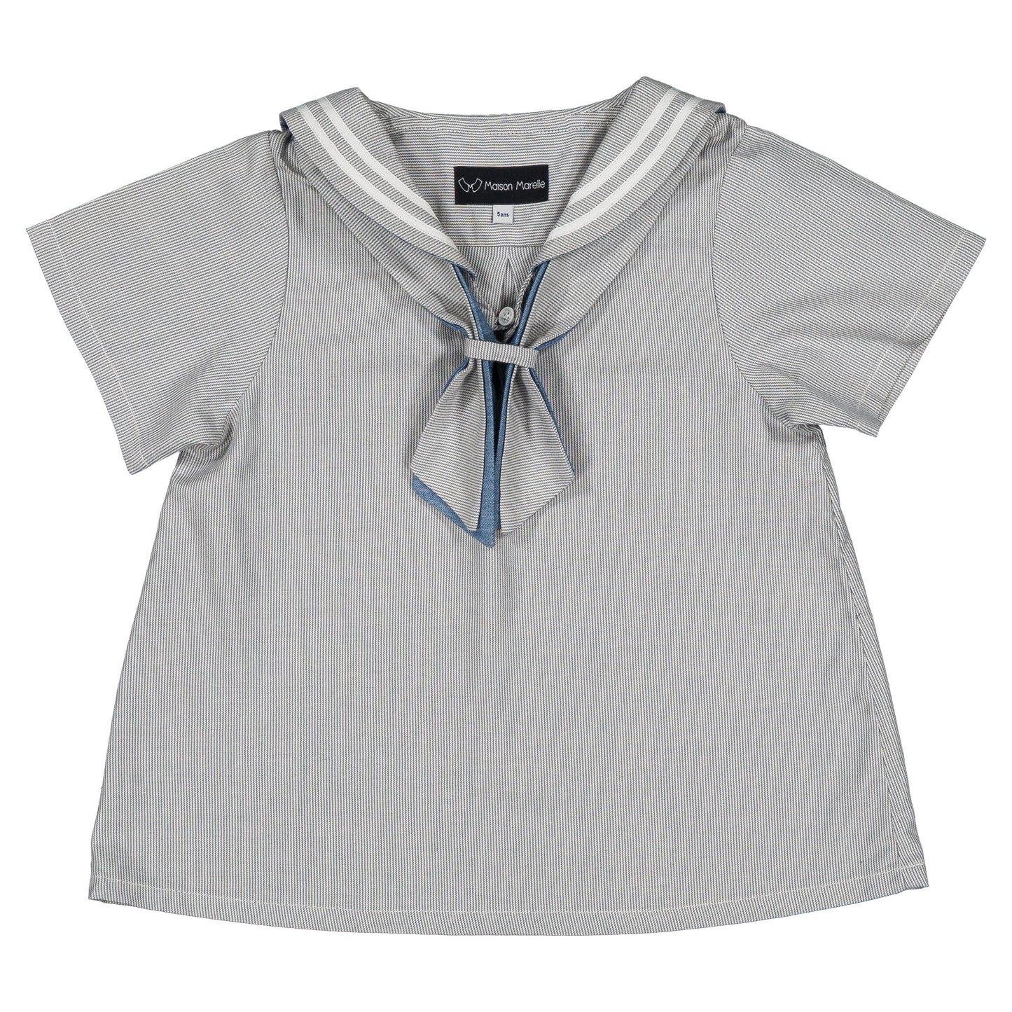 blouse MAHON -blue fine stripes [Maison Marelle](25SS DROP2)