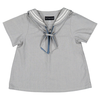 blouse MAHON -blue fine stripes [Maison Marelle](25SS DROP2)