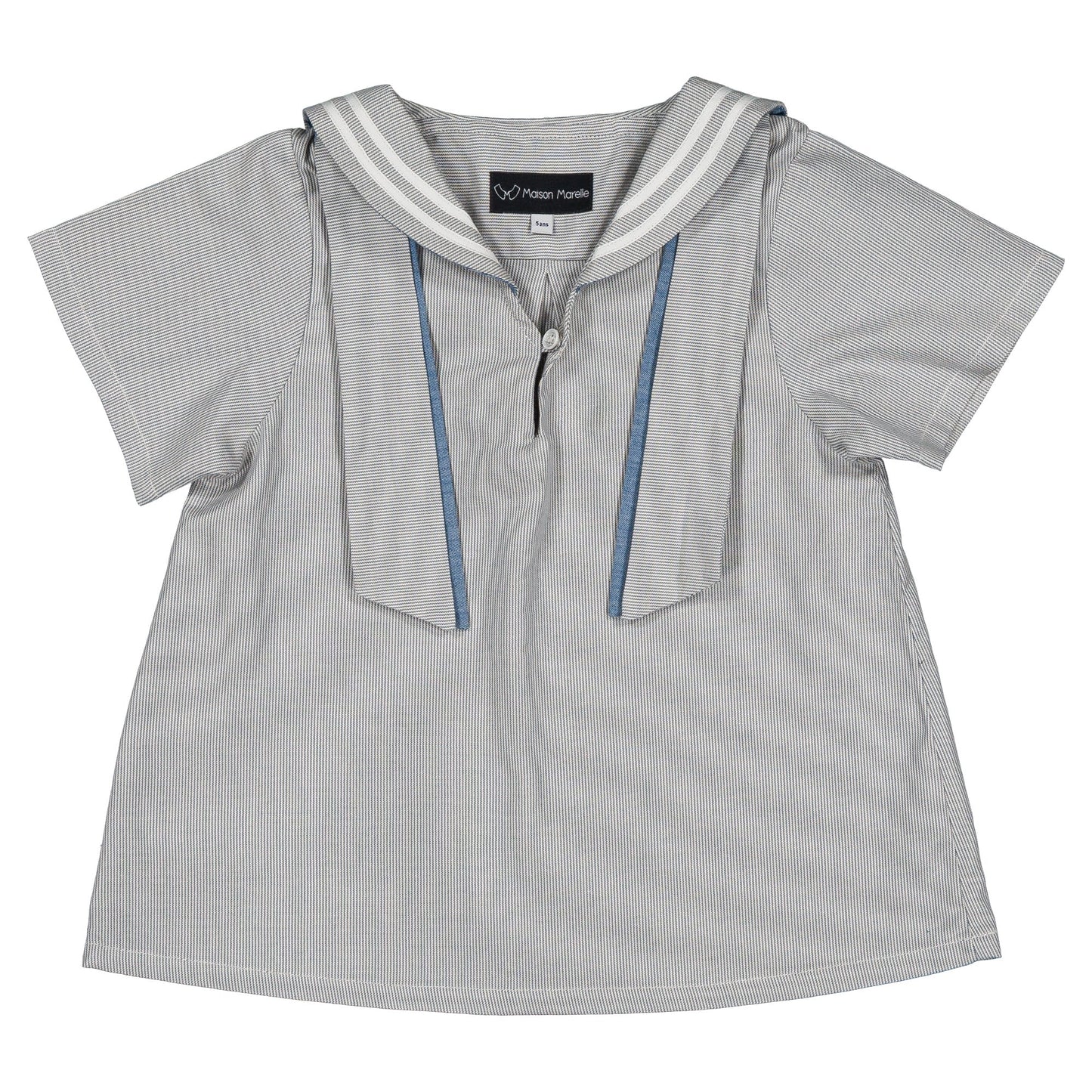 blouse MAHON -blue fine stripes [Maison Marelle](25SS DROP2)