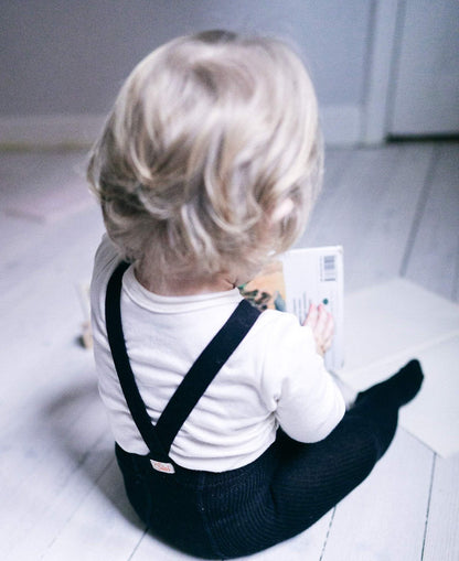 Retro Ribbed Footed Tights - Classic Black [SILLY Silas]