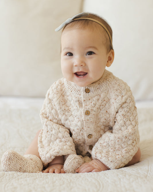 BUBBLE KNIT CARDIGAN - NATURAL CONFETTI [QUINCY MAE] (25AW) Drop1