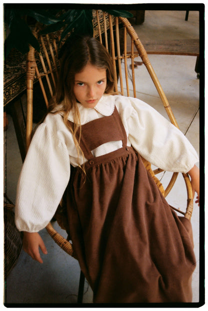 corduroy midi dress with bib - Ochre (Mod.36.1)