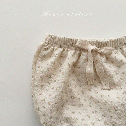 [aosta] Olivia bloomer (green leaf beige flower) - SS24