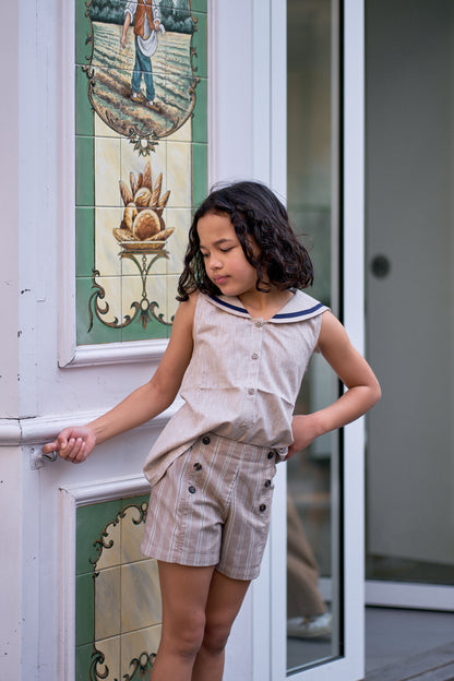 Short SEVRES - dark beige stripes [Maison Marelle] (26SS)