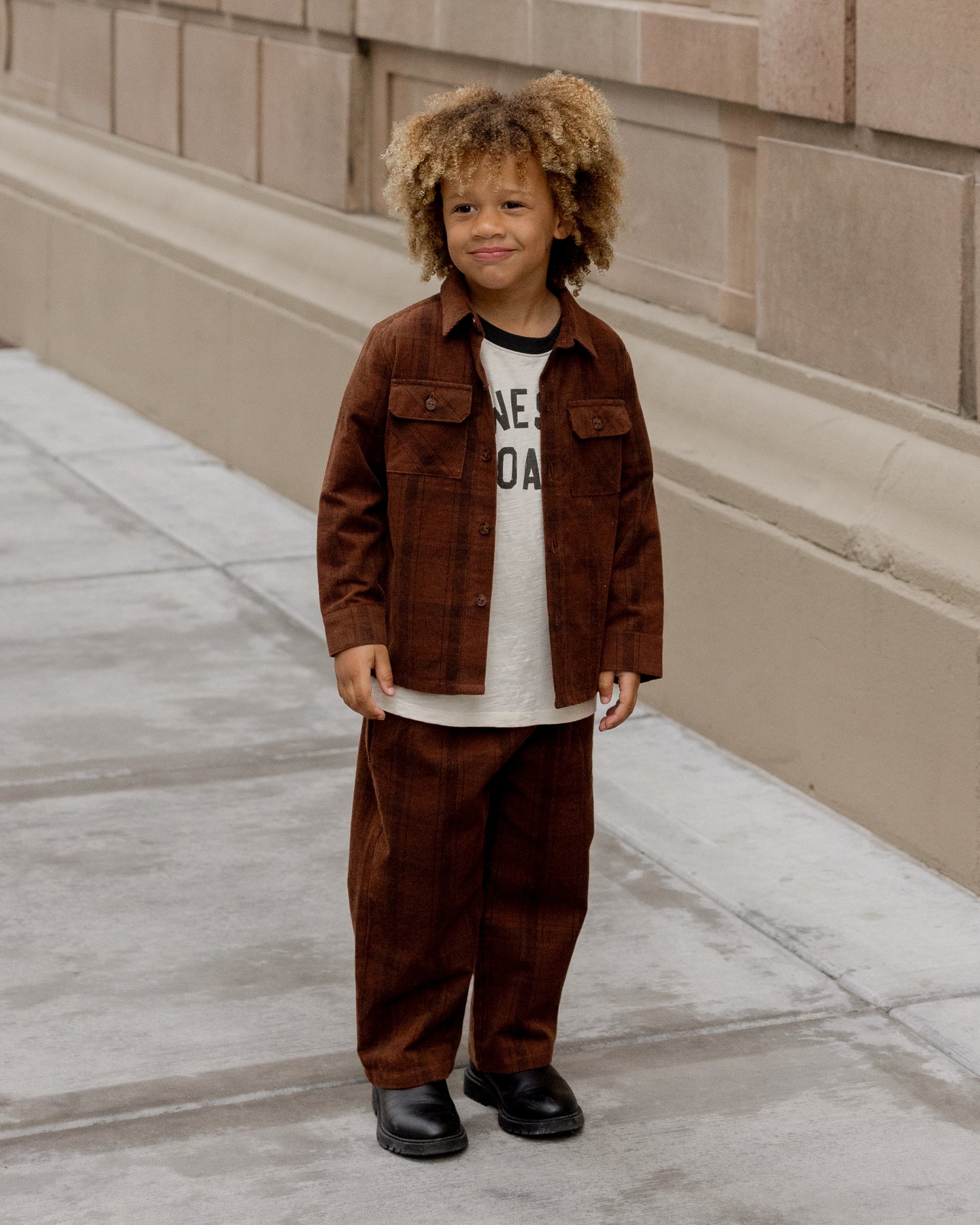 POCKETED CORDUROY SHIRT - BROWN PL AID [Rylee + Cru](25AW Drop2)