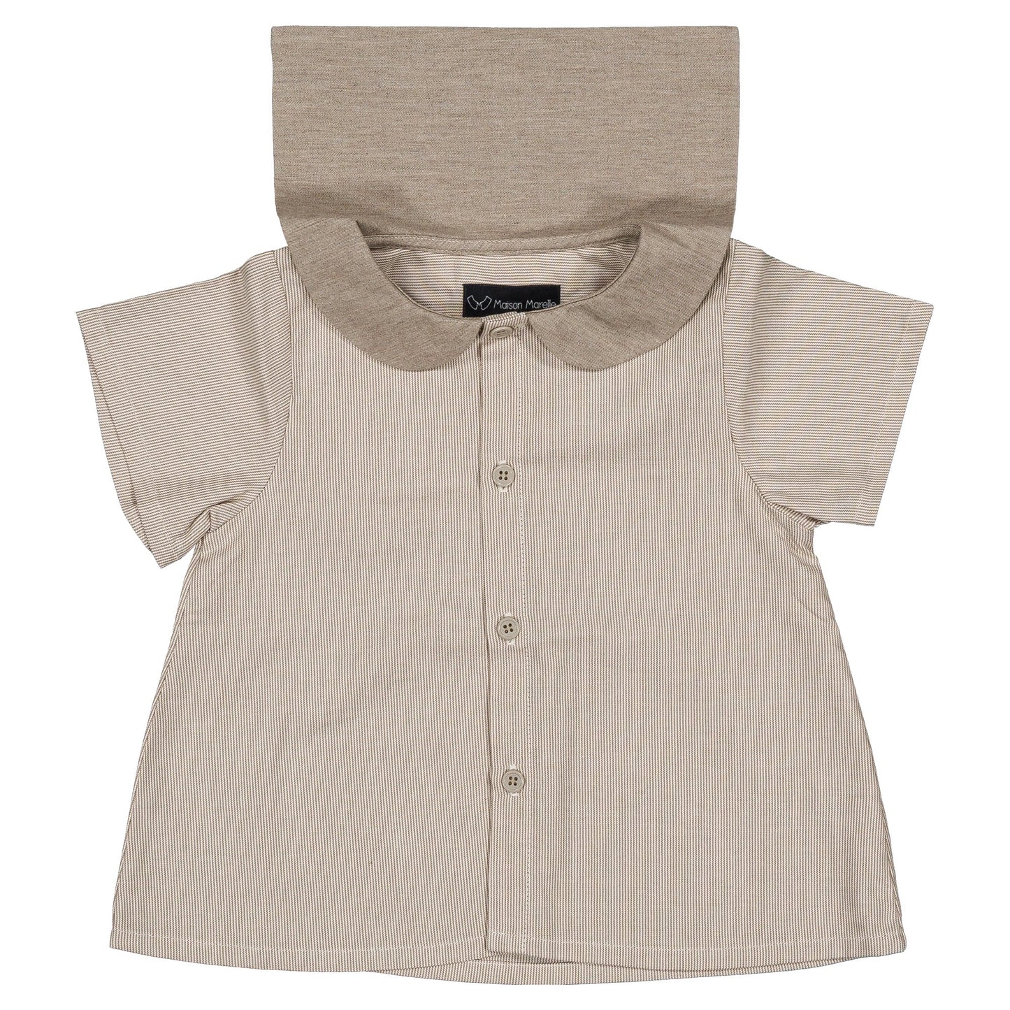 Shirt MONCEAU - beige fine stripes [Maison Marelle](25SS DROP2)