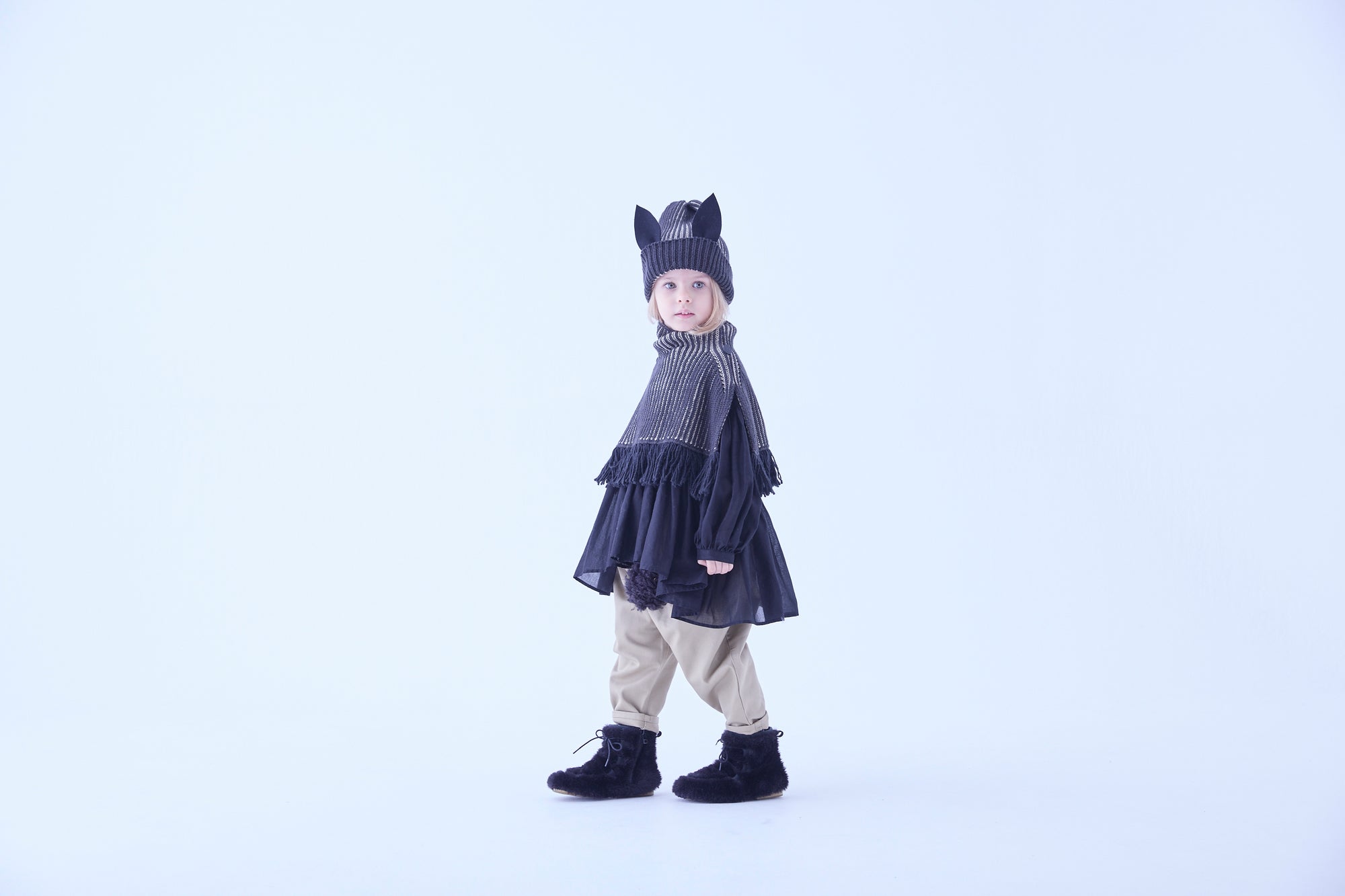 Rib Knit Knights Cape Ⅱ - Black [eLfinFolk ] (25AW•Drop2)