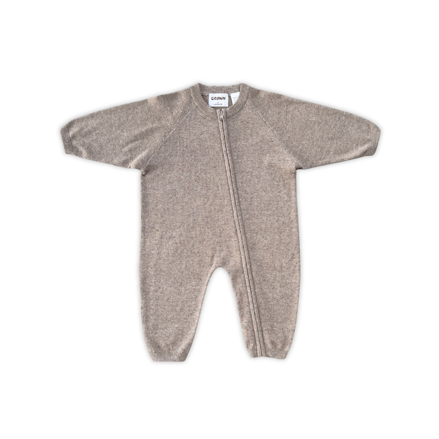 Organic Speckle Knit Zipper Starsuit - Oatmilk [GROWN] (26AW) drop2