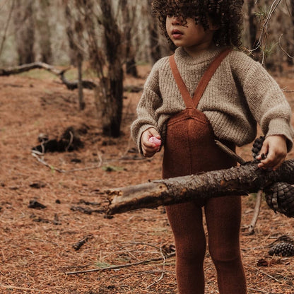 Retro Teddy Footless Tights With Braces - Cinnamon [SILLY Silas]