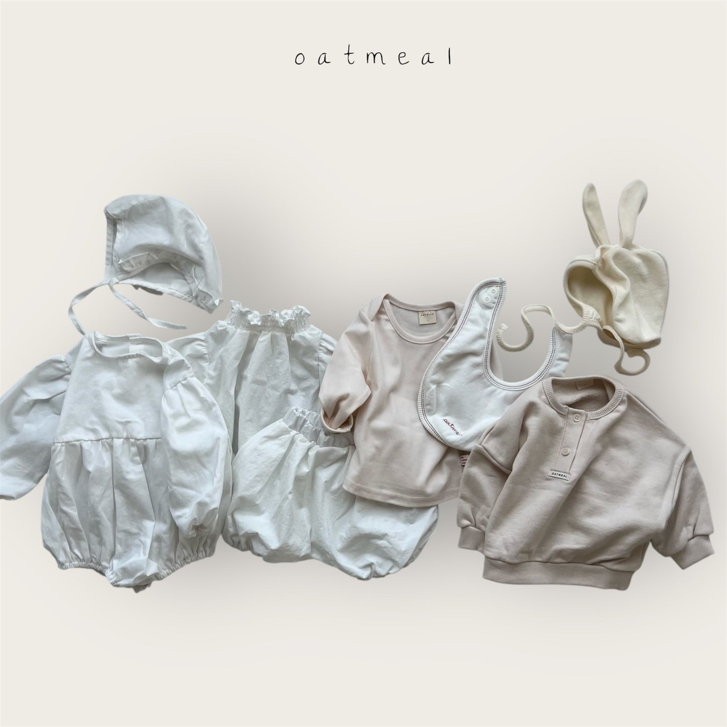 【予約商品】bebe-terry bib set [Oatmeal] (26SS)【2026年3月中旬以降順次発送】