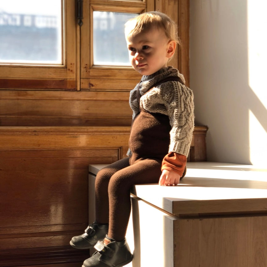 Retro Ribbed Footed Tights - Chocolate Brown [SILLY Silas]