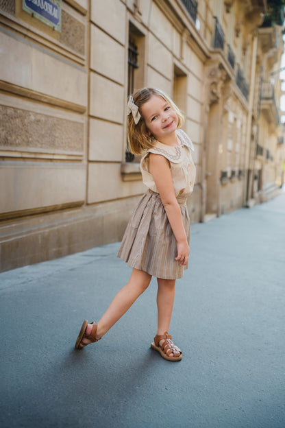 Skirt TOURNON - dark beige stripes [Maison Marelle] (26SS)