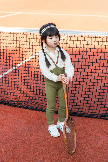 Retro Ribbed Footless Tights  - Olive striped