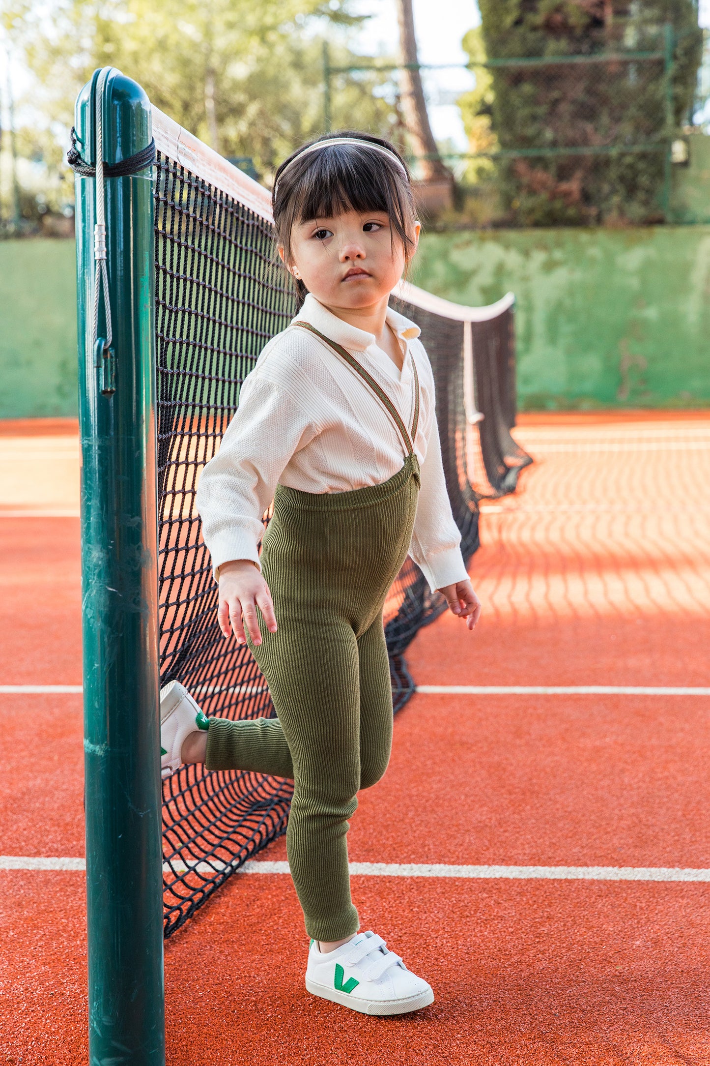 Retro Ribbed Footless Tights  - Olive striped