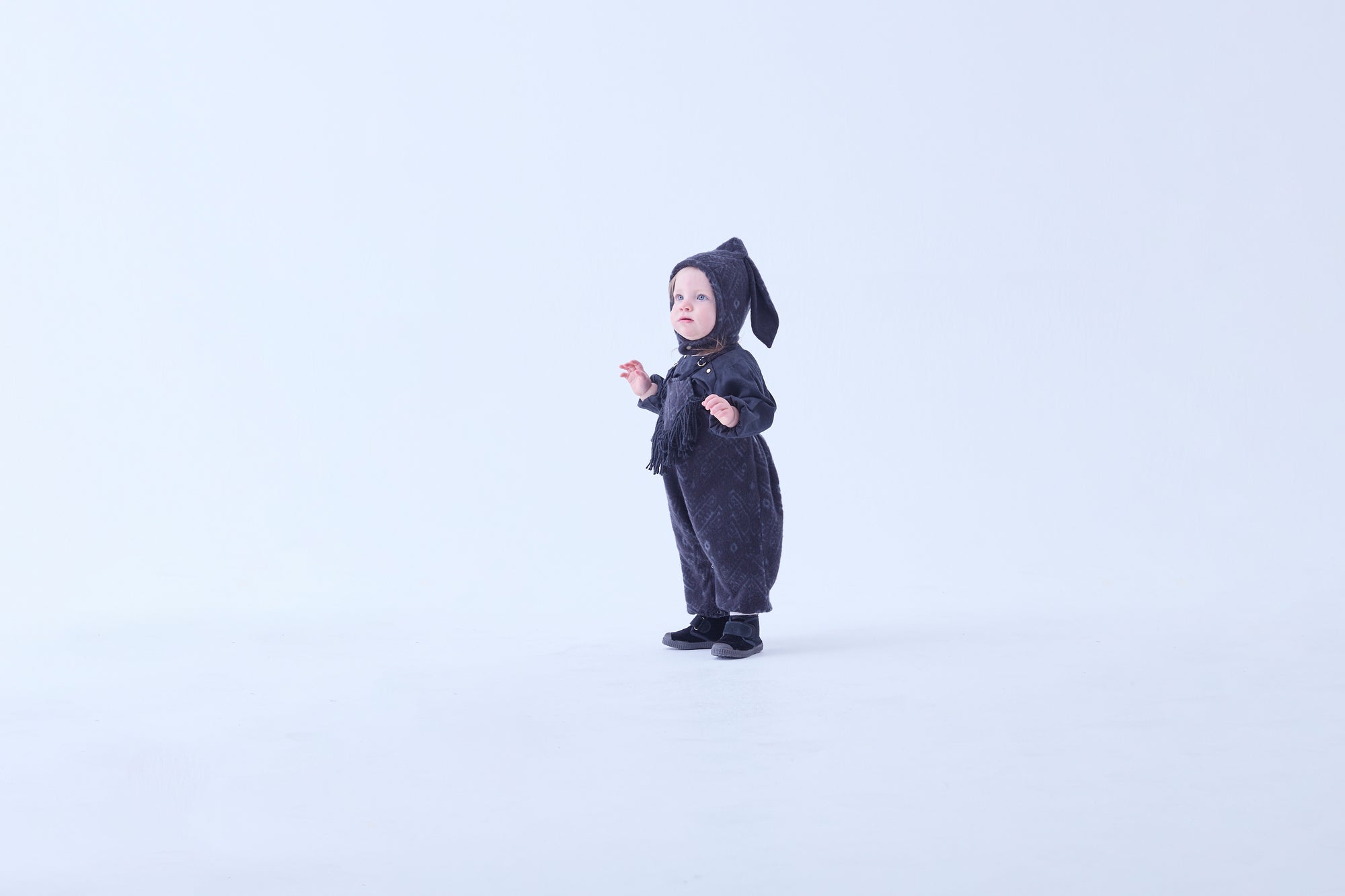 Snow Jacquard Bunny Bonnet - Black [eLfinFolk ] (25AW•Drop2)