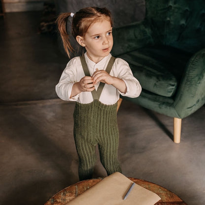 Granny Teddy Footed Tights With Braces - Olive [SILLY Silas]