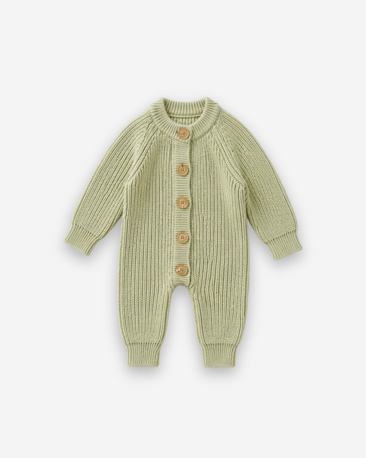 Button knit jumpsuit - Light Olive [EARTH THE ARCHIVE] (26AW)