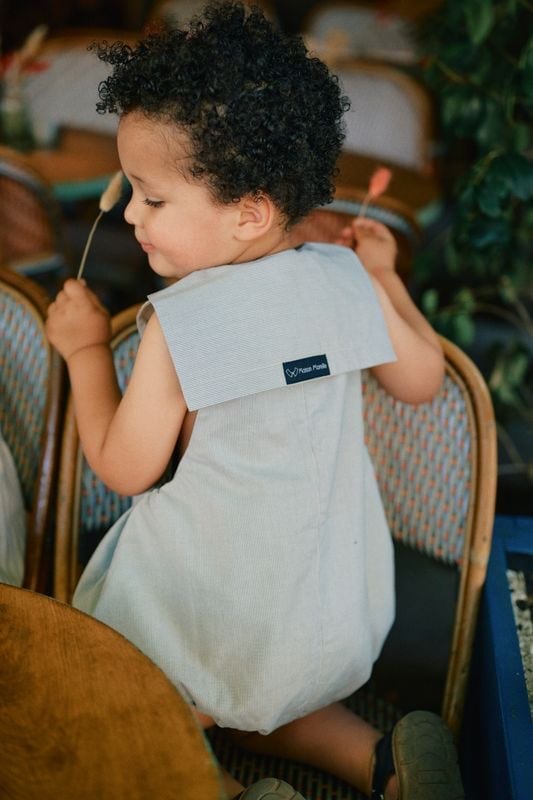 Romper VIGNY - blue fine stripes [Maison Marelle](25SS DROP2)