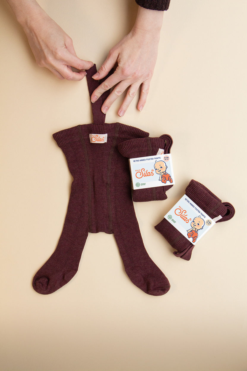 Retro Ribbed Footed Tights - Fig Blend [SILLY Silas]