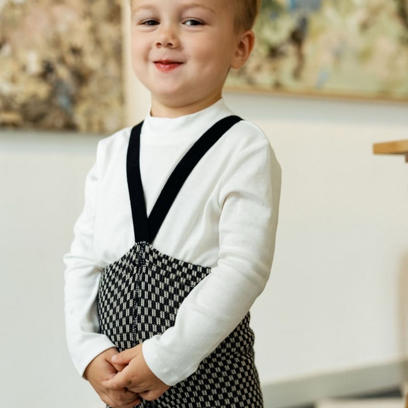 Retro Ribbed Footed Tights - Black × White Checked