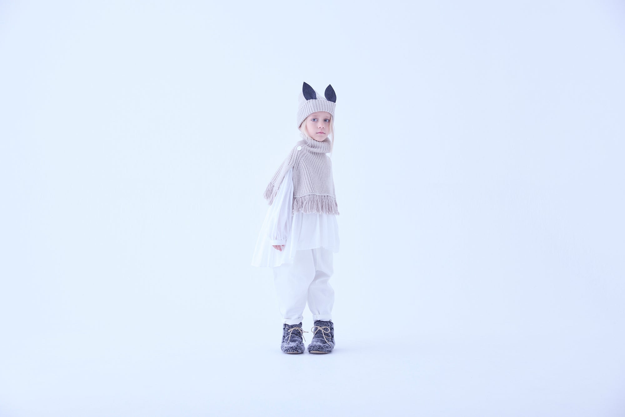 Rib Knit Knights Cape Ⅱ - Ivory [eLfinFolk ] (25AW•Drop2)