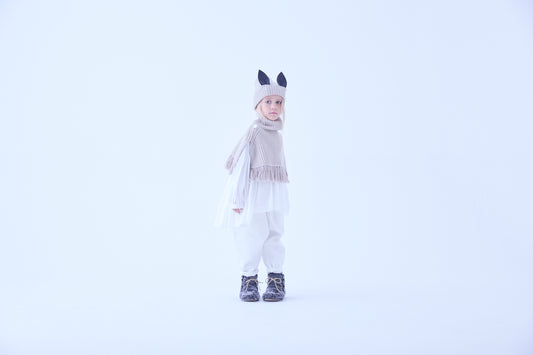 Rib Knit Knights Cape Ⅱ - Ivory [eLfinFolk / エルフィンフォルク] (25AW•Drop2)【2025年9月中旬以降発送予定】