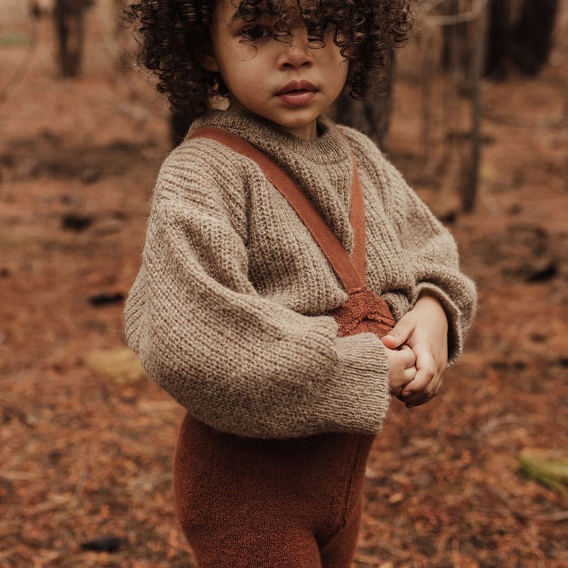 Retro Teddy Footless Tights With Braces - Cinnamon [SILLY Silas]