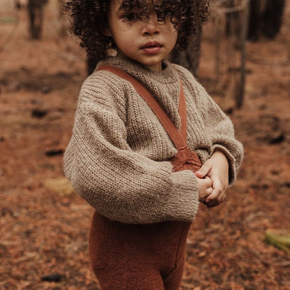 Retro Teddy Footless Tights With Braces - Cinnamon [SILLY Silas]