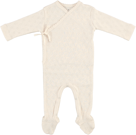 Bebe Heart Wrap Overall - Natural Heart Pointelle [bebe organic] (25AW)