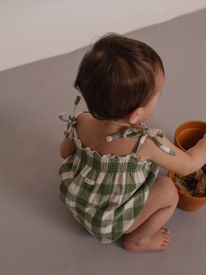 Dill Gingham Spaghetti Bodysuit [organic zoo] (26SS)
