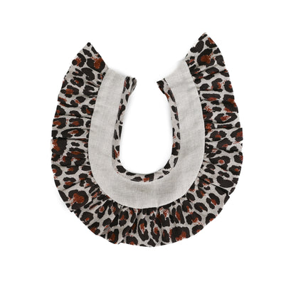 Linen Wavy Ruffle Collar - Leopard(neutral)