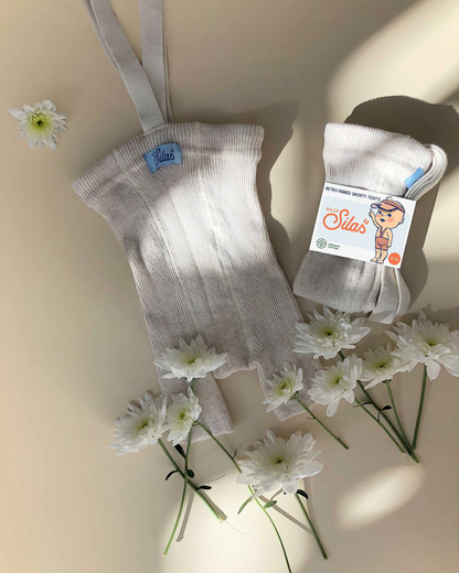 Retro Ribbed Shorty Tights - Cream Blend [SILLY Silas]