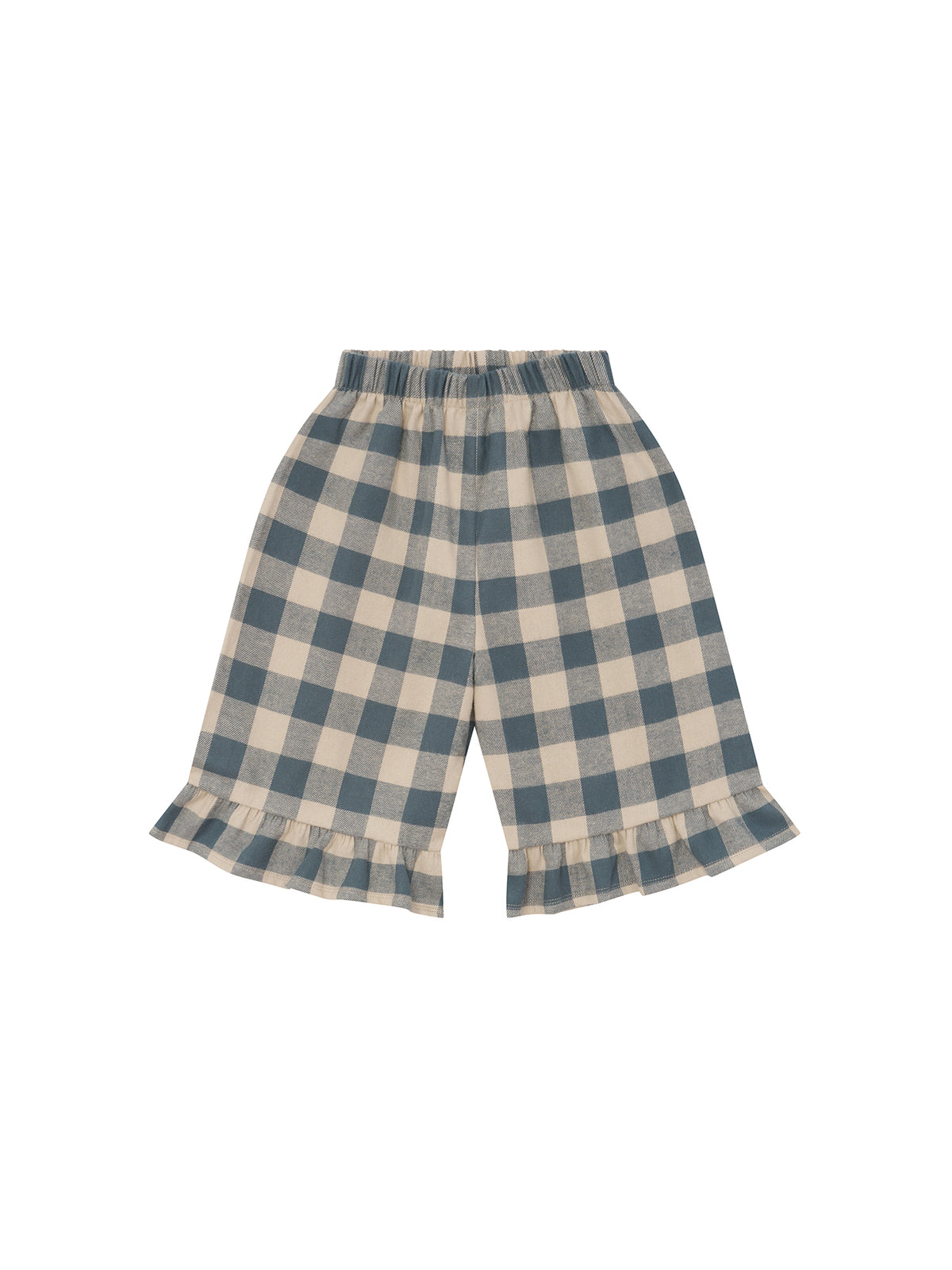 Fog Blue Gingham Frill Culottes [Organic Zoo](26AW)drop1