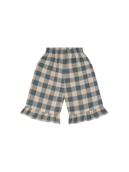 Fog Blue Gingham Frill Culottes [Organic Zoo](26AW)drop1