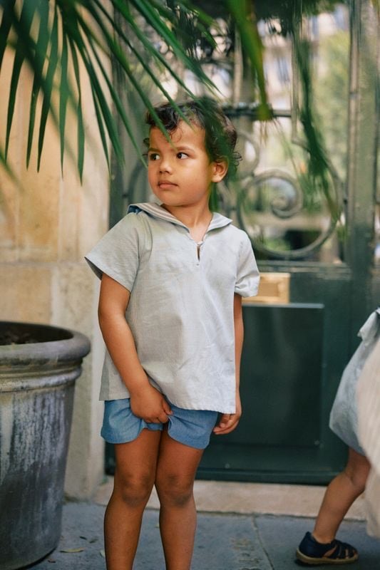 blouse MAHON -blue fine stripes [Maison Marelle](25SS DROP2)