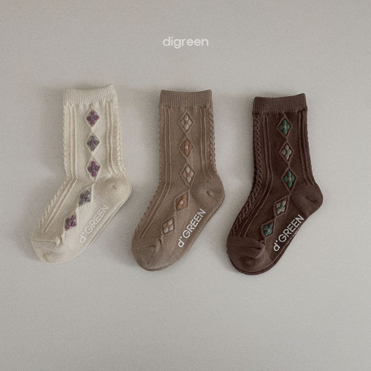 [digreen] natural flower socks / 3p set