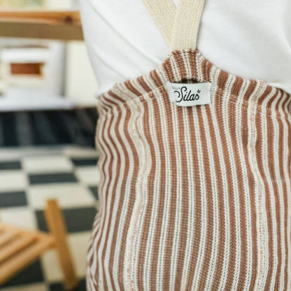 Retro Ribbed Footless Tights - Granola × Cream Striped